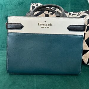 Kate Spade Crossbody Purse Staci Medium Satchel - Peacock Sapphire Multi